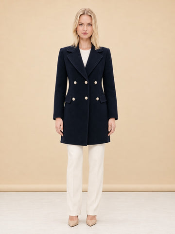 Tailored Golden Button Cashmere Blazer model_front