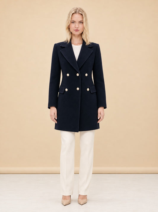 Tailored Golden Button Cashmere Blazer model_front