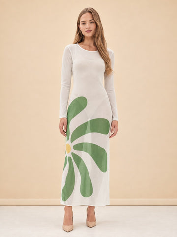 Tania Sheer Dress in Mesh model_front