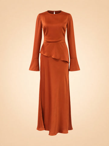 Taylor Satin Peplum Maxi Dress — ghost front