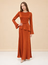 Taylor Satin Peplum Maxi Dress — model front 2