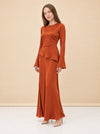 Taylor Satin Peplum Maxi Dress — model front 3