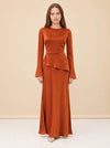 Taylor Satin Peplum Maxi Dress — model front