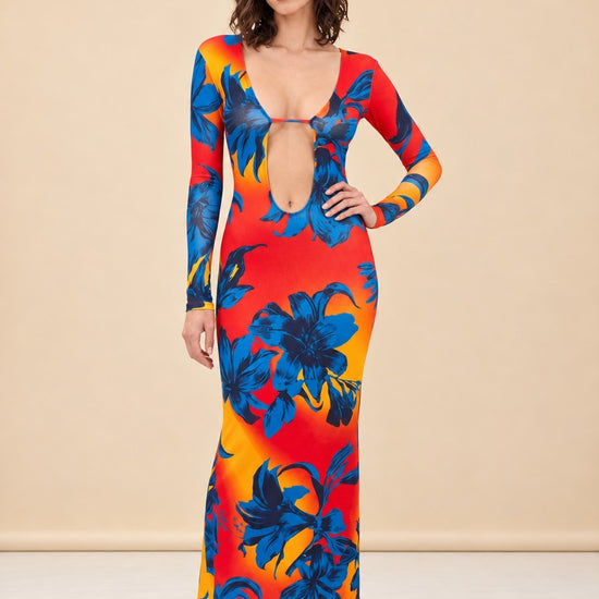 Open Back Knit Maxi Dress model_front_3