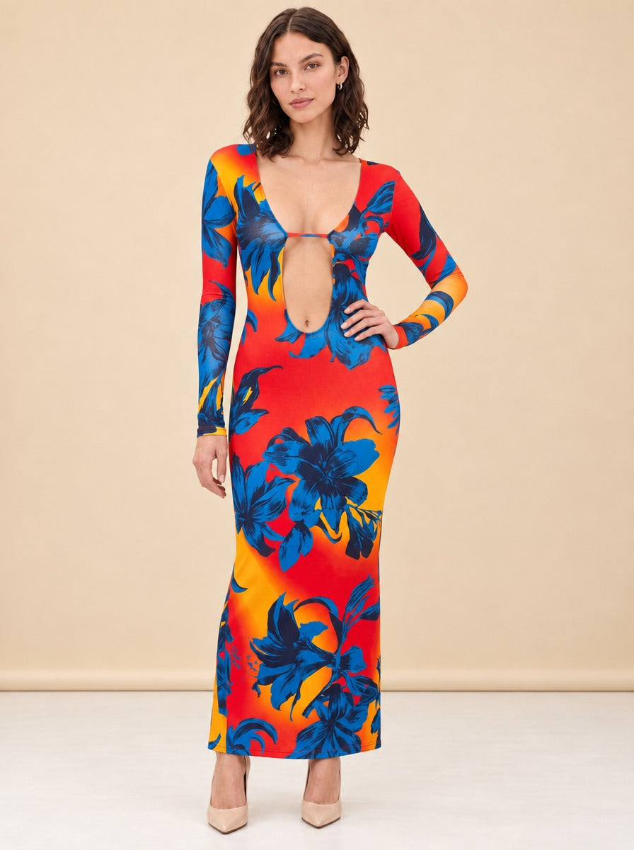 Open Back Knit Maxi Dress model_front_3