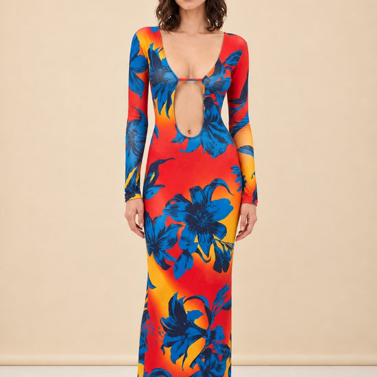 Open Back Knit Maxi Dress model_front