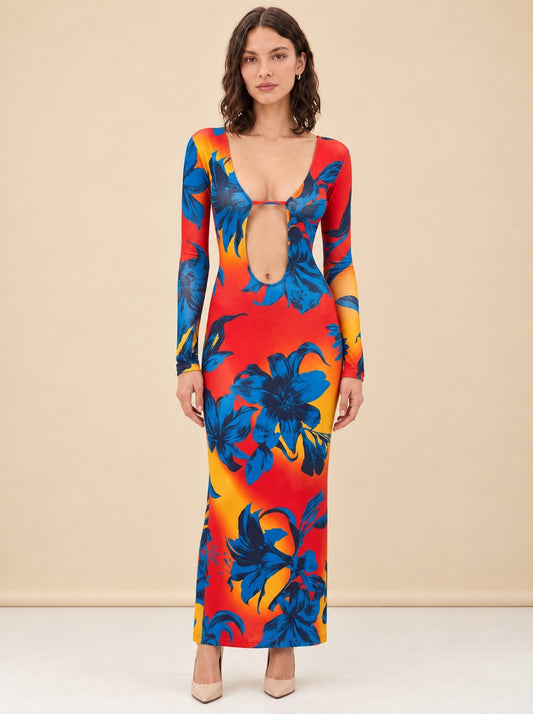 Open Back Knit Maxi Dress model_front