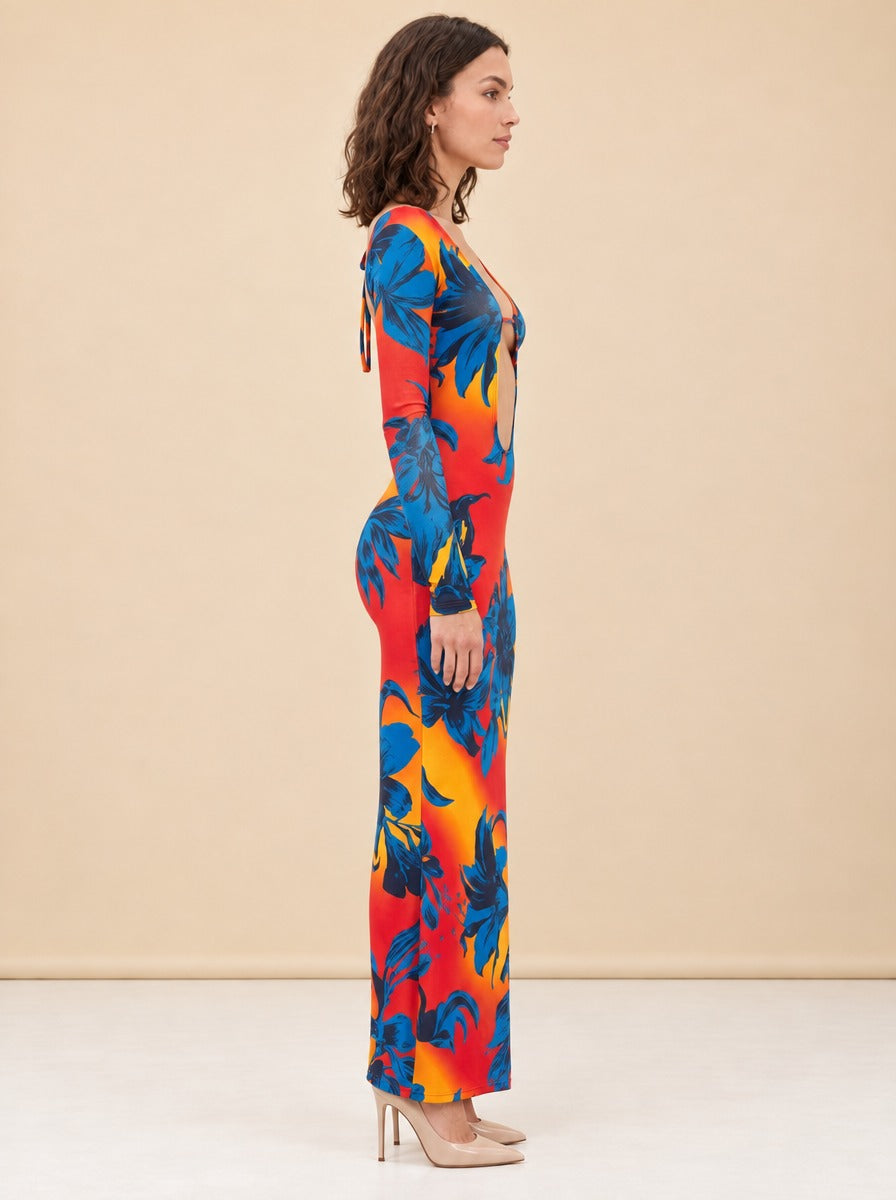 Open Back Knit Maxi Dress model_side