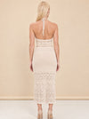 INTERMIX Cream Crochet Halter Top & Midi Skirt Set model_back