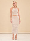 INTERMIX Cream Crochet Halter Top & Midi Skirt Set model_front_2