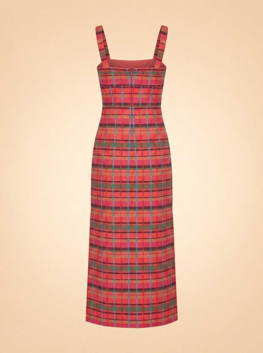 The Agnes Dress – Sunset Gingham ghost_back