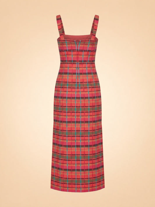 The Agnes Dress – Sunset Gingham ghost_back
