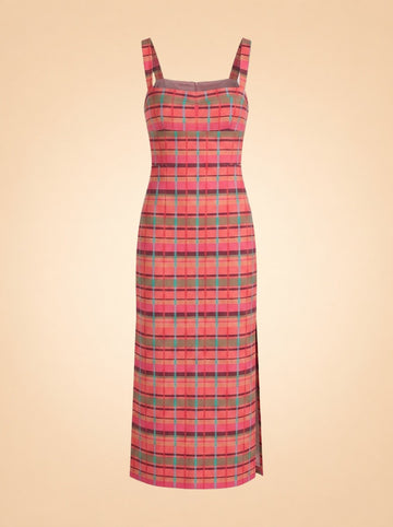 The Agnes Dress – Sunset Gingham ghost_front