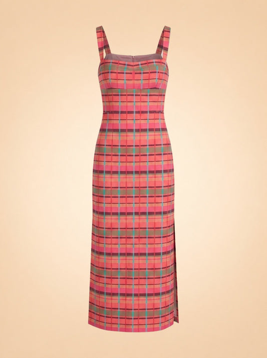 The Agnes Dress – Sunset Gingham ghost_front