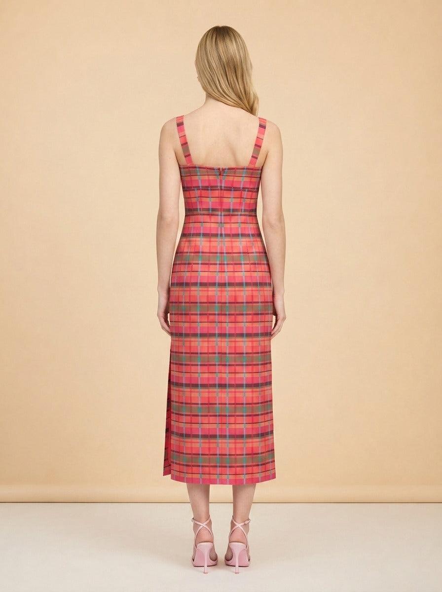 The Agnes Dress – Sunset Gingham model_back