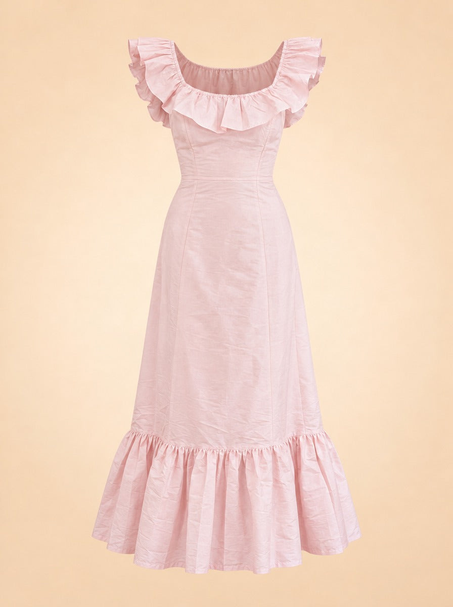 The Camille Dress in Powder Pink ghost_front