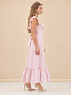 The Camille Dress in Powder Pink model_side