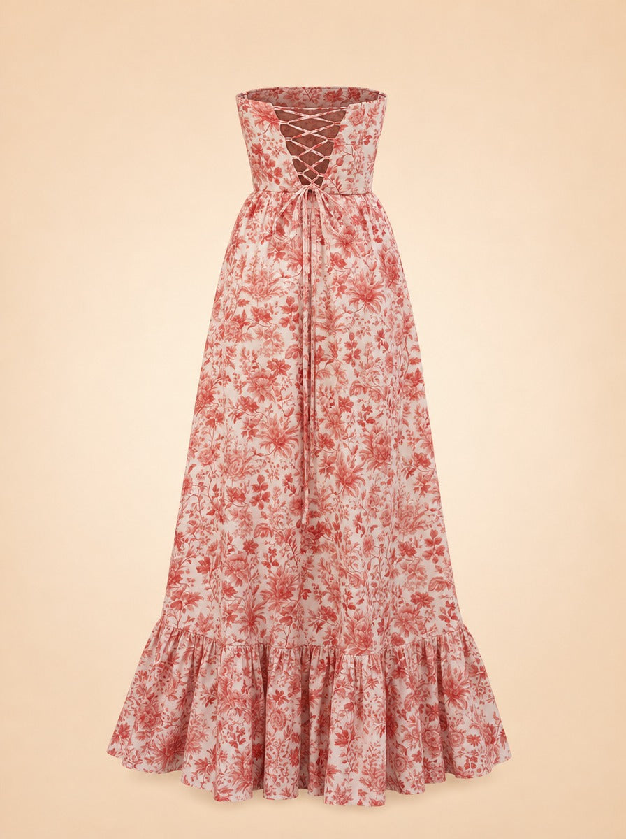 The Charlotte Dress in Red Toile ghost_back