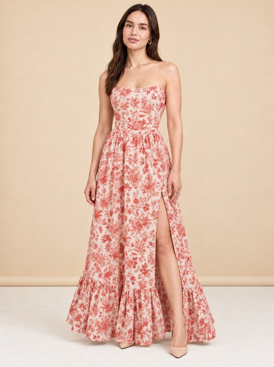 The Charlotte Dress in Red Toile model_front_2