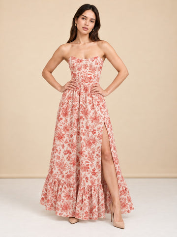 The Charlotte Dress in Red Toile model_front