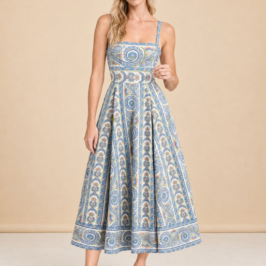 The Margot Stripe Fit & Flare Midi Dress model_front_2