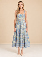 The Margot Stripe Fit & Flare Midi Dress model_front