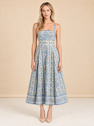 The Margot Stripe Fit & Flare Midi Dress model_front