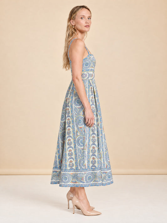 The Margot Stripe Fit & Flare Midi Dress model_side