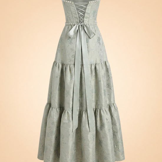 THE VIVIAN DRESS IN SAGE WINDSOR BROCADE ghost_back