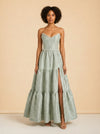 THE VIVIAN DRESS IN SAGE WINDSOR BROCADE model_front