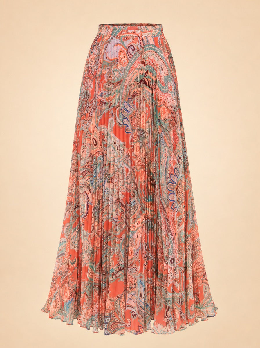 Torin Pleated Maxi Skirt ghost_front