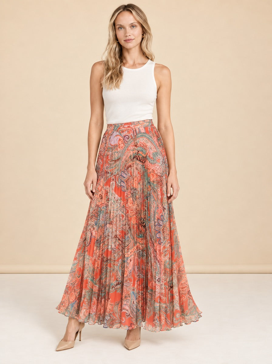 Torin Pleated Maxi Skirt model_front_3