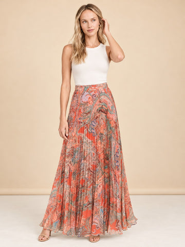 Torin Pleated Maxi Skirt model_front