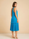 Cédric Charlier Turquoise Ruffle Slip Dress — detail