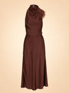 Truffle Feather Embellished Halter Dress ghost_front