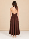 Truffle Feather Embellished Halter Dress model_back
