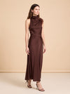 Truffle Feather Embellished Halter Dress model_front_2