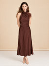 Truffle Feather Embellished Halter Dress model_front