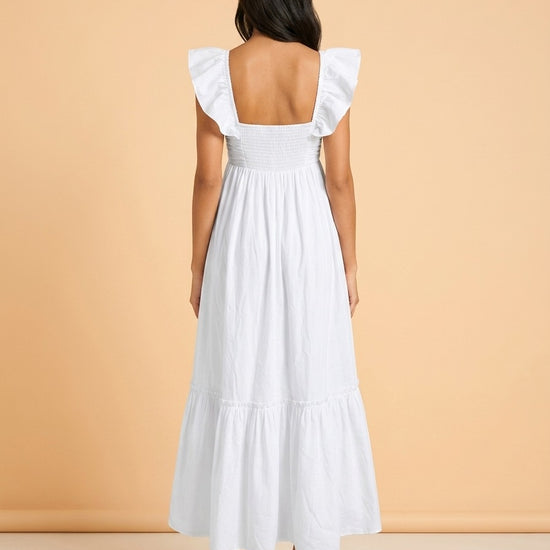 White Cotton Dress model_back