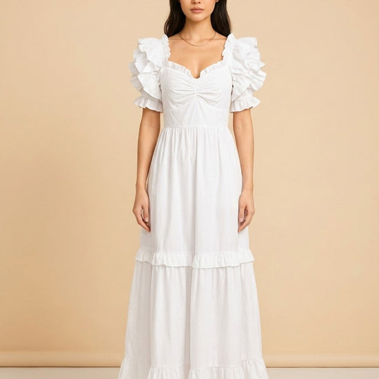 White Cotton Dress model_front