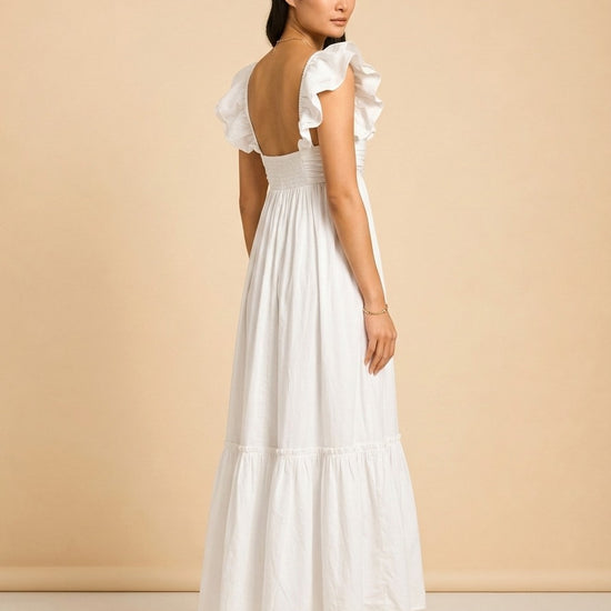 White Cotton Dress model_over_shoulder