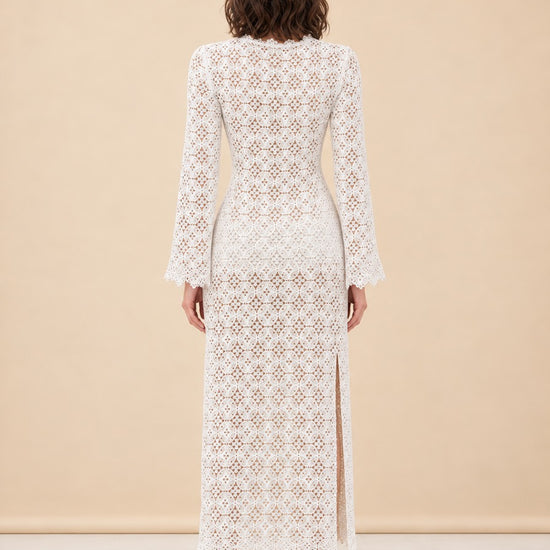 White Eyelet Coverup model_back