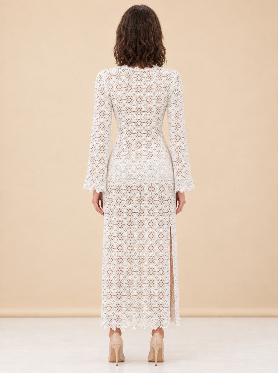 White Eyelet Coverup model_back