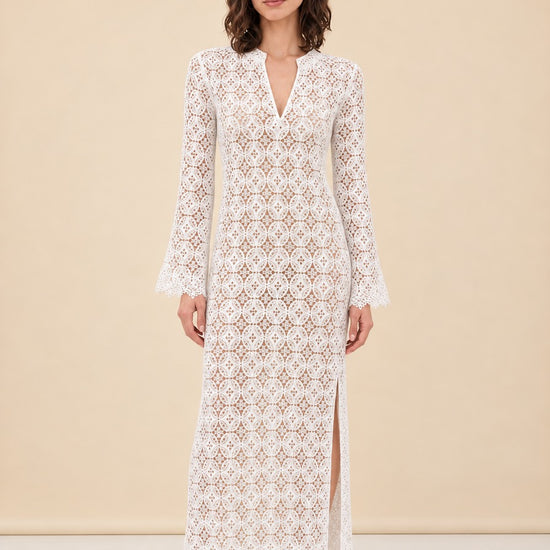 White Eyelet Coverup model_front
