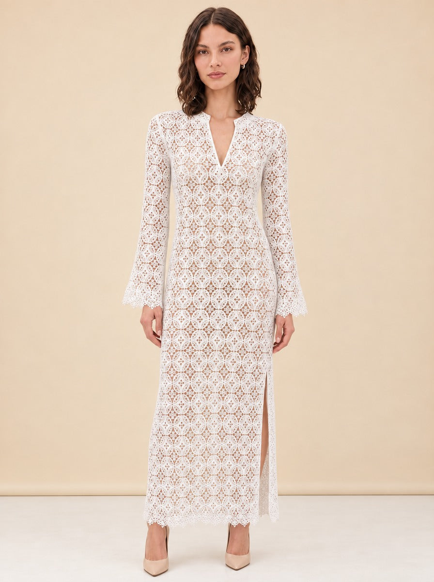 White Eyelet Coverup model_front