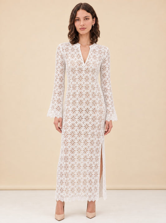 White Eyelet Coverup model_front