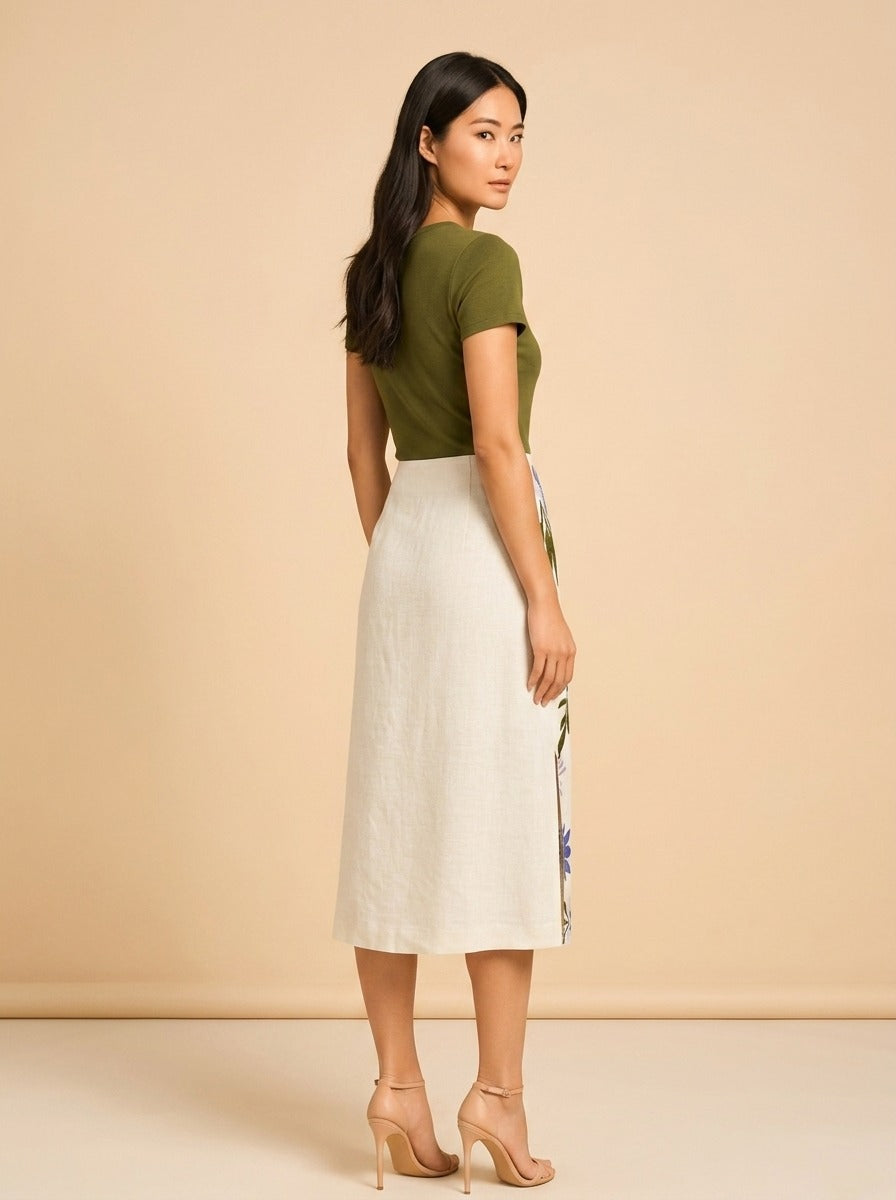 Women’s Chandler Embroidered Floral Midi-Skirt by Marie Oliver — over the shoulder