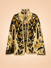 1970s Yellow Floral Wool Tapestry Cape, Vintage Geometric Cloak ghost_front