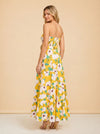 Yellow Regina Poplin Floral Tiered Maxi Strapless Dress model_over_shoulder