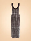 Plaid Knit Metallic-Hem Tank Maxi Dress — ghost back